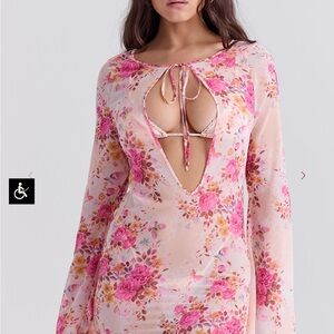 House of CB Pink Floral Swim Coverup